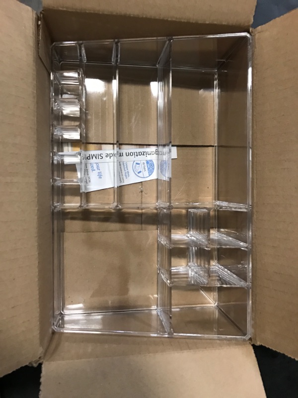Photo 1 of STORi Audrey Clear Vanity Makeup Organizer | 15-Compartment Holder for Brushes, Eyeshadow Palettes, & Beauty Supplies | Stacks on Audrey Storage Drawers | Made in USA