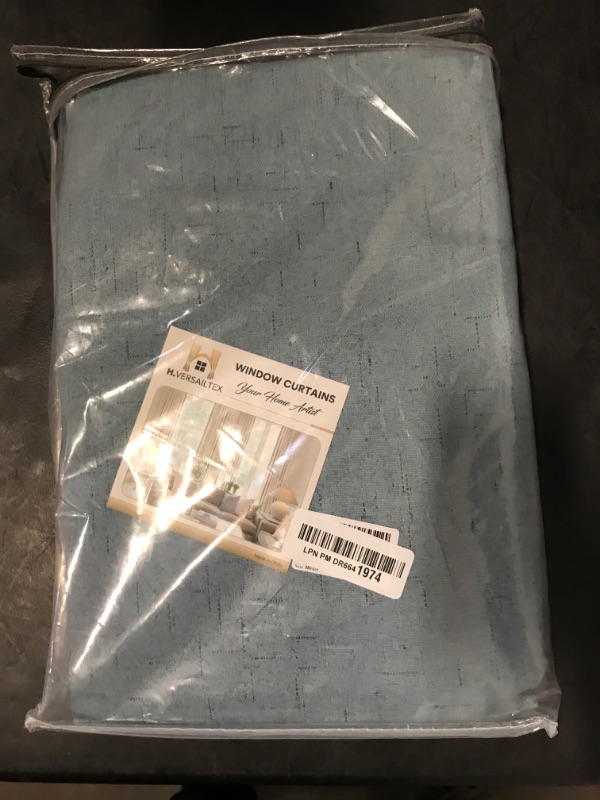 Photo 1 of H.VERSAILTEX Linen Blackout Curtains 108 Inches Long 100% Blackout Thermal Insulated Textured Linen Look Curtain Draperies Anti-Rust Grommet, Energy Saving with White Liner, 2 Panels, Stone Blue