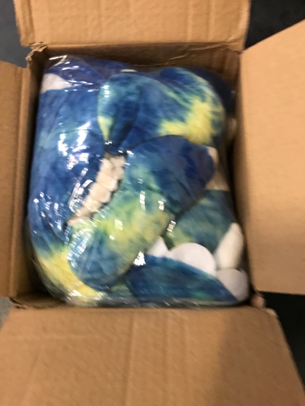Photo 1 of ArtCreativity Plush Dinosaur Backpack, 22" Stuffed Animal Backpacks in the Shape of a Triceratops, Plushie Dinosaur Bag for Toddlers, Blue and Yellow tie dye Colors. Adjustable Nylon Straps