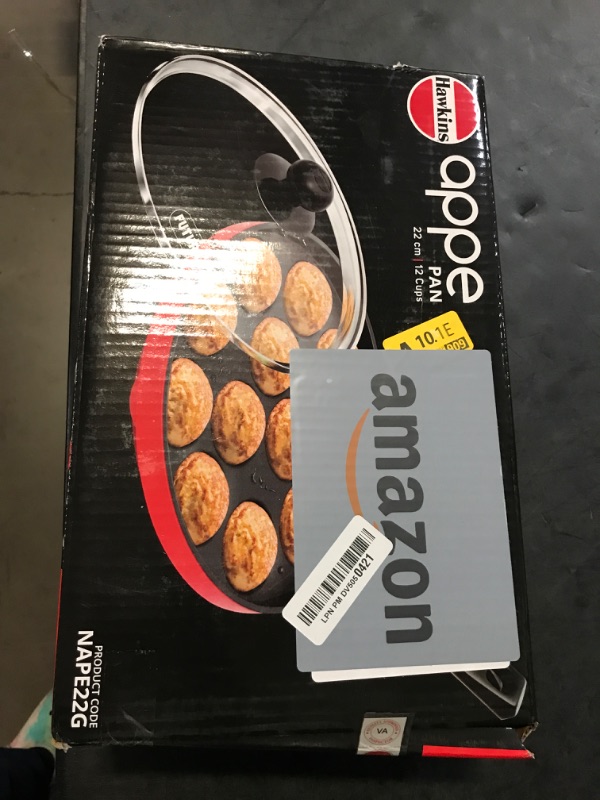 Photo 1 of Hawkins Nonstick Appe Pan with Glass Lid, 12 Cups, Diameter 22 cm, Black, Cast Aluminium, Red