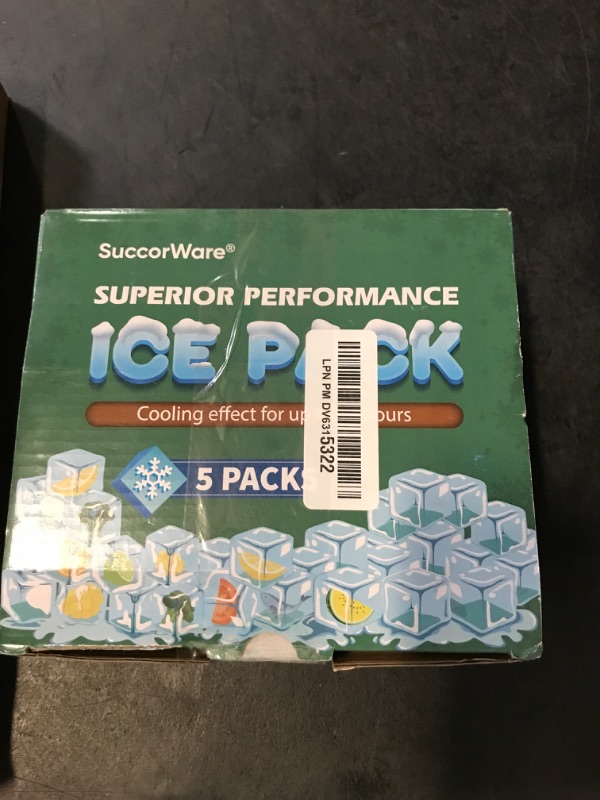 Photo 1 of SuccorWare 5 Packs Reusable Ice Packs for Lunch Boxes - 12+ Hour Cooling Ice Gel Pack for Camping, Beach, Office - Ice Packs for Cooler Bag, Cooler Backpacks (250 Grams)