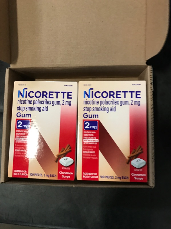 Photo 1 of Nicorette 2 mg Nicotine Gum to Help Stop Smoking - Cinnamon Surge Flavored Stop Smoking Aid, 2x100 Count