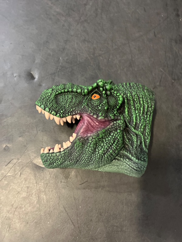 Photo 1 of COGO MAN Dinosaur Puppet Rubber, T Rex Dinosaur Hand Puppet | Realistic Tyrannosaurus Rex Head | Lifelike Hand Puppet Toys | Halloween Decorations Toys Gifts for Adults and Kids(Dark Green)