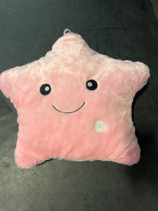 Photo 1 of elfishgo Creative Twinkle Glowing Stars Shape Plush Throw Pillow, LED Night Light Pillow Cushions Stuffed Toys Gifts for Kids, Christmas (Pink)