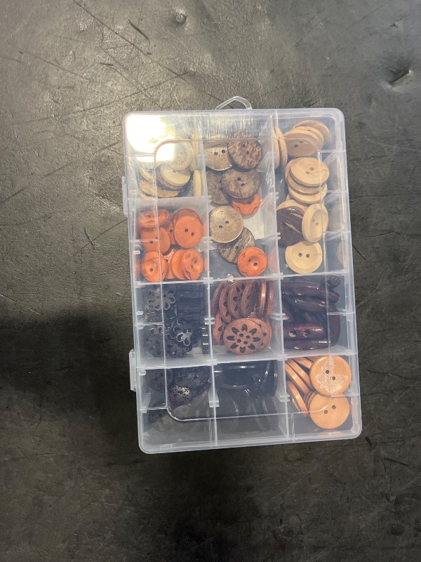 Photo 1 of Assorted Handmade Buttons, 120Pcs Wooden Buttons Art DIY Craft Supplies with Box