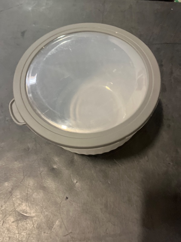 Photo 1 of Oggi Prep, Store & Serve Plastic Bowl w/See-Thru Lid- Dishwasher, Microwave & Freezer Safe, (4 qt) Lt Gray w/Dk Gray Lid