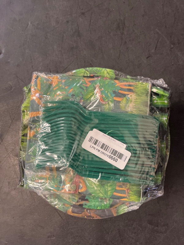 Photo 1 of Reptile Birthday Party Supplies for 20 Guests, Disposable Tableware Set Includes Plates, Napkins, Forks, Tablecloth, Jungle Swamp Wilderness Snake Lizard Alligator Turtle Birthday Decorations for Kids