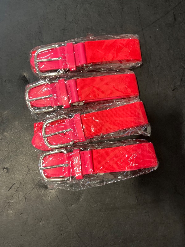 Photo 1 of Hercicy 4Pcs Baseball Belts Softball Belts Bulk for Adult and Youth Adjustable(Adult Size,Rose Red)