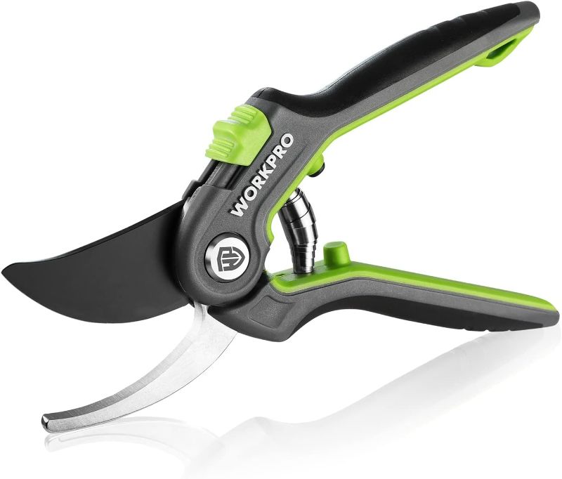 Photo 1 of WORKPRO Bypass Pruning Shears, 8’’ Stainless Steel Gardening Hand Pruner, Professional Garden Trimming Scissors with Sharp SK5 Steel Blades, Ideal Garden Tool,Green
