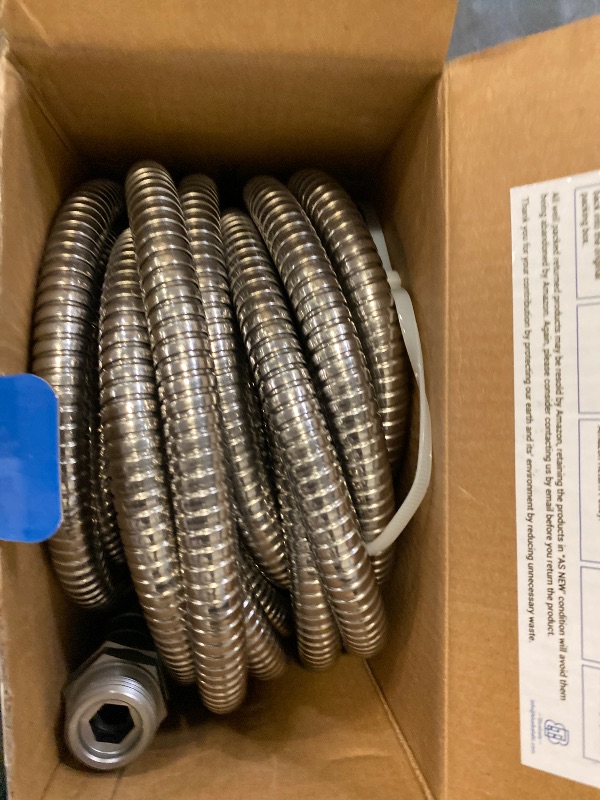 Photo 1 of Bluebala Metal Garden Hose - 25FT Heavy Duty Stainless Steel Water Hose with 8-Mode Spray Nozzle, 3/4" Fittings, Leak Proof, Puncture Resistant, No Kink, Lightweight Outdoor Hose for Yard, Farm, Car