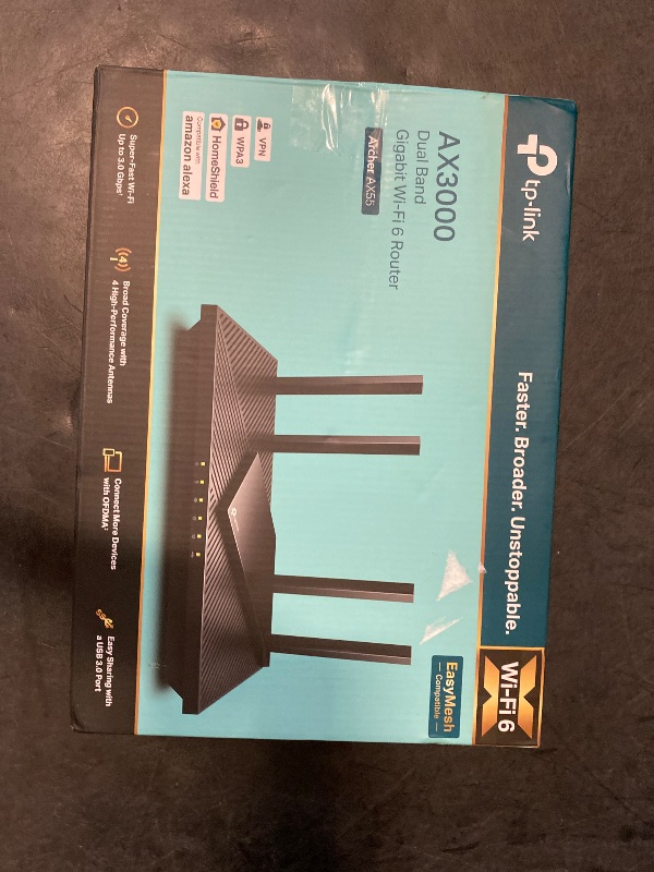 Photo 1 of TP-Link Dual-Band AX3000 Wi-Fi 6 Router Archer AX55 | Wireless Gigabit Internet Router for Home | EasyMesh Compatible | VPN Clients & Server | HomeShield, OFDMA, MU-MIMO | USB 3.0 | Secure by Design
