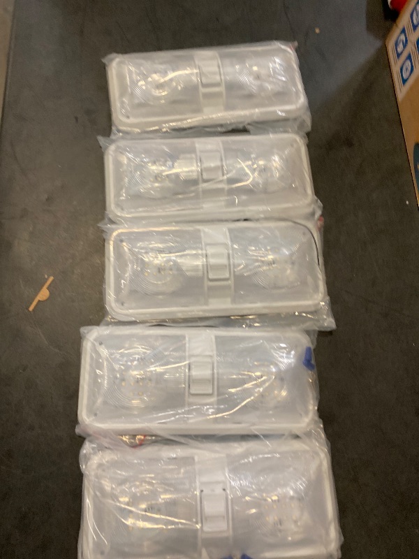 Photo 1 of Leisure LED 5 Pack RV LED Ceiling Double Dome Light Fixture ON/OFF Switch Interior Lighting for Car/RV/Trailer/Camper/Boat DC 11-18V Natural White 4000-4500K 48X2835SMD (Natural White 4000-4500K, 5)