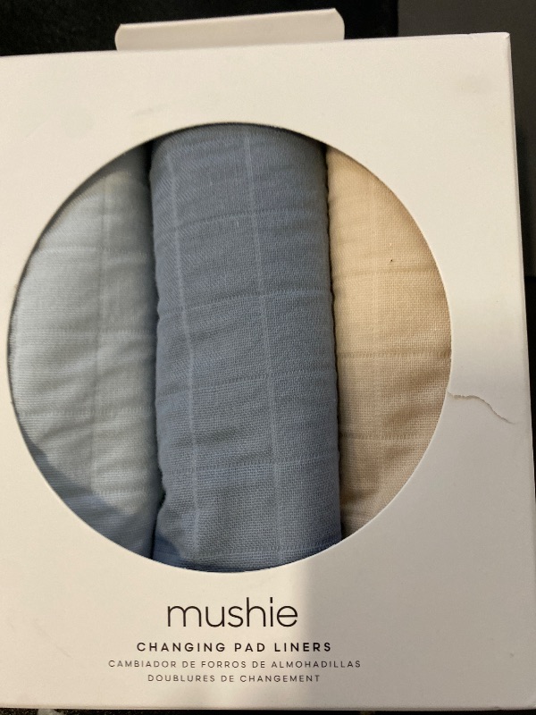 Photo 1 of mushie Waterproof Changing Pad Liners | 100% Organic Cotton | Set of 3 (Blue Combo)