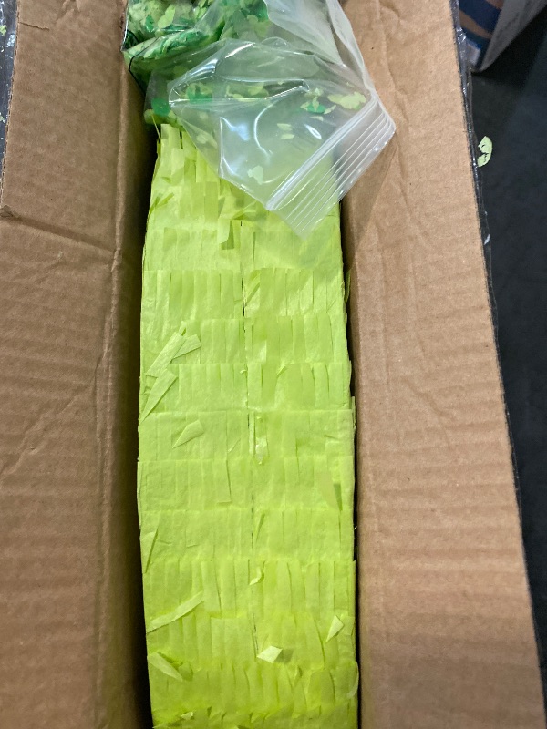 Photo 1 of Lenwen Dinosaur Egg Pinata 16 x 12 x 3 in Pull String Dinosaur Eggs Piñata Bundle with Stick Blindfold Confetti for Dino Theme Birthday Party Game Favor(Green)
