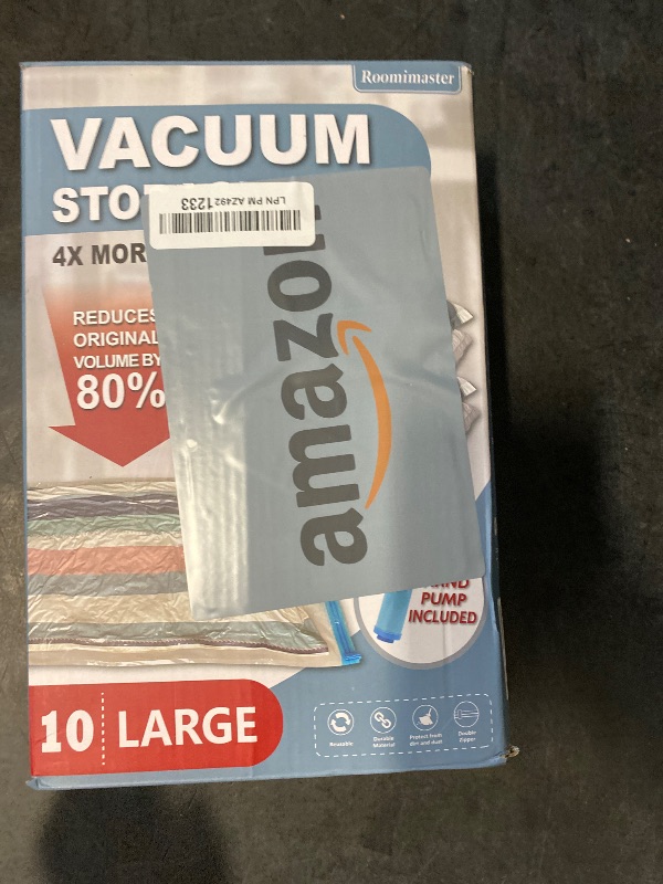 Photo 1 of 10 Large Vacuum Storage Bags with Hand Pump, Large Vacuum Seal Bags for Clothing, Space Saver Bags for Travel Lugggage, Blankets, Comforters