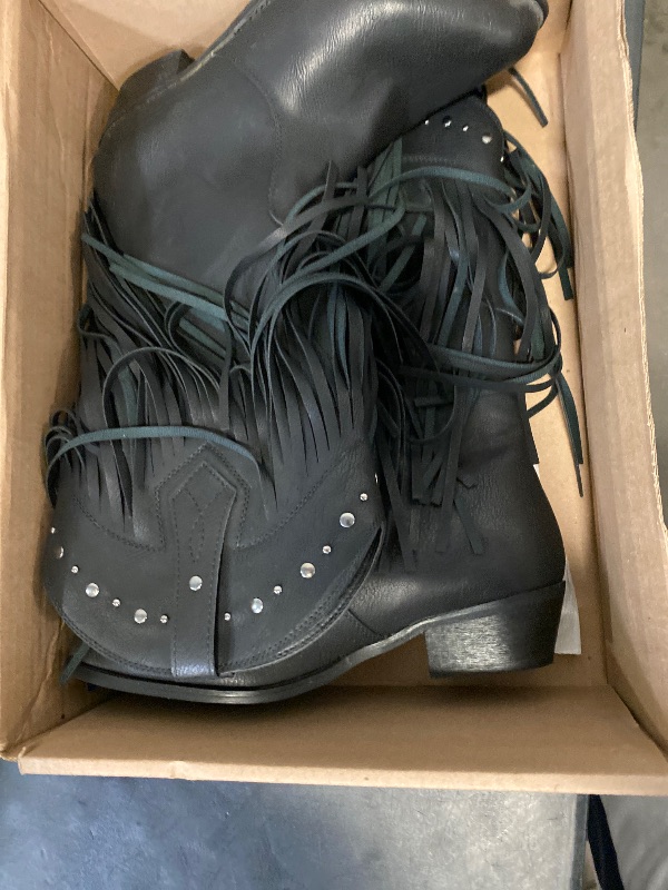 Photo 1 of Size 8 Women's Wide Width Fringe Boots Western Cowgirl Cowboy Boots Extra Wide Calf Black US 