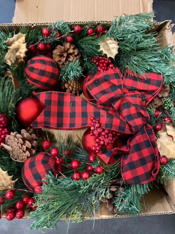 Photo 1 of Christmas Wreath for Front Door, Red Berries, Pine Cones, Home Decor, Indoor Outdoor Xmas Decorations