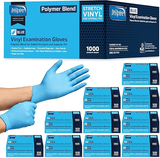 Photo 1 of Inspire Nitrile-Vinyl Blend Exam Gloves - Disposable, Latex Free, Medical, Multipurpose for Cooking