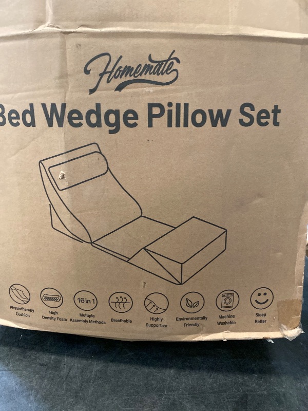 Photo 1 of Homemate 6 PCS Orthopedic Bed Wedge Pillow Set,Post Surgery Foam Pillow for Neck, Back and Leg Pain Relief, Triangle Sit Up Pillow Adjustable- Anti Snoring, Heartburn, Acid Reflux & GERD Sleeping