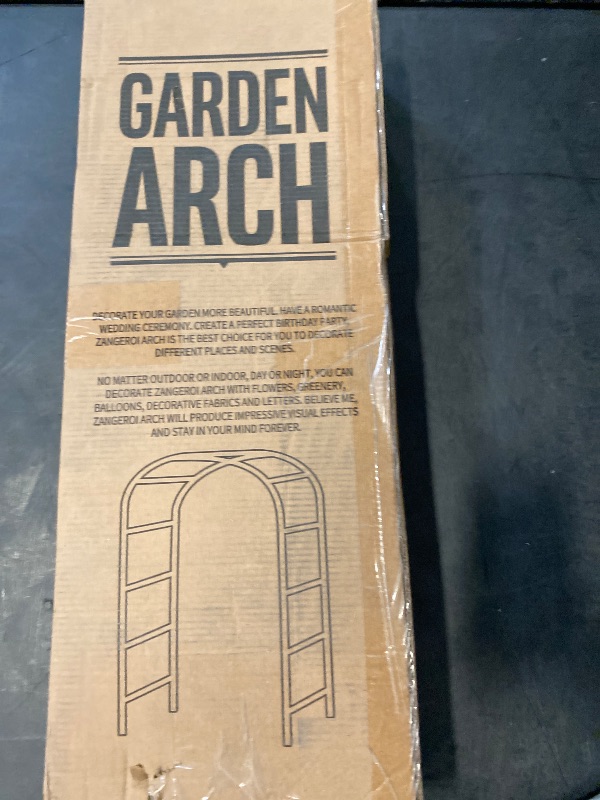 Photo 1 of Garden Arch Trellis for Climbing Plants Outdoor Wedding Arches for Ceremony Black Metal Garden Arbor Indoor Garden Arches for Party Decoration 7.9ft Wide X 6.4ft High (Black Garden Arch)
