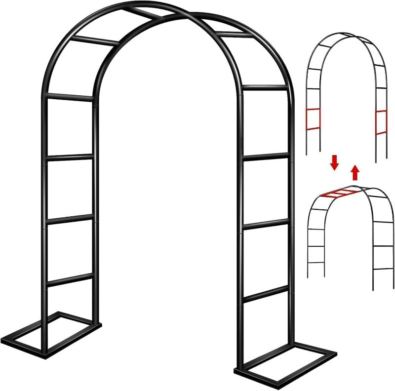 Photo 1 of Garden Arch Trellis for Climbing Plants Outdoor Wedding Arches for Ceremony Black Metal Garden Arbor Indoor Garden Arches for Party Decoration 7.9ft Wide X 6.4ft High (Black Garden Arch)
