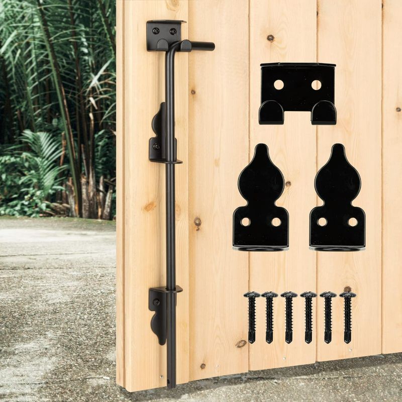 Photo 1 of 24" Heavy Duty Cane Bolt Gate Drop Rod-Steel Gate Ground Latch Designed for Wood Metal Vinyl Gates or Double Doors Fence Applications