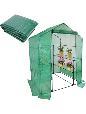 Photo 1 of Walk-in Greenhouse Replacement Cover with Roll-Up Zipper Door- 56"x56"x76" PE Plant Gardening Greenhouse Cover for Gardening Plants Cold Frost Protection Wind Rain Proof (Frame Not Include)
