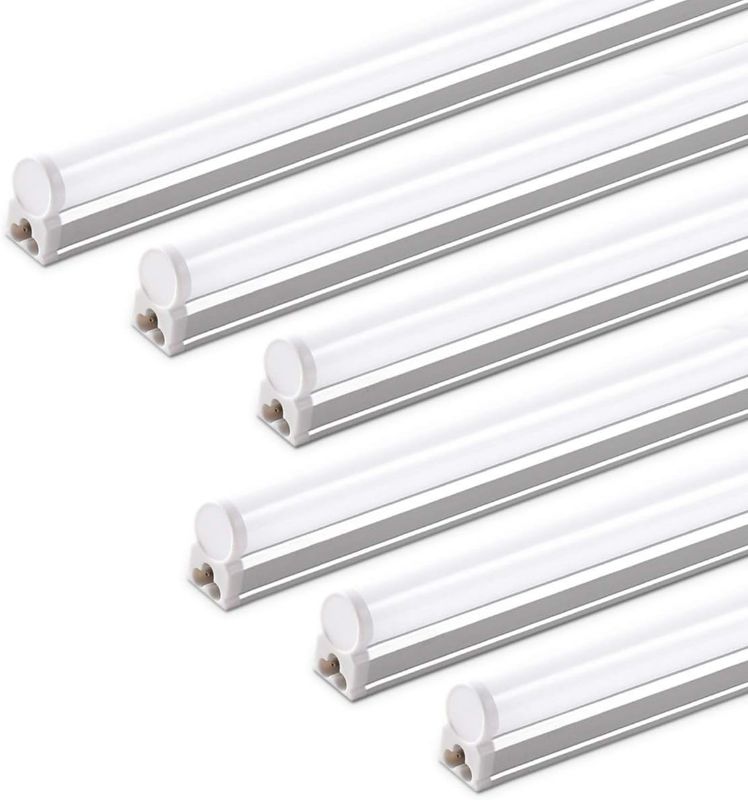 Photo 1 of Barrina (6 Pack LED T5 Integrated Single Fixture, 4FT, 2200lm, 6500K Super Bright White, 20W Utility LED Shop Light, Ceiling and Under Cabinet Light, Corded Electric with ON/Off Switch, ETL Listed