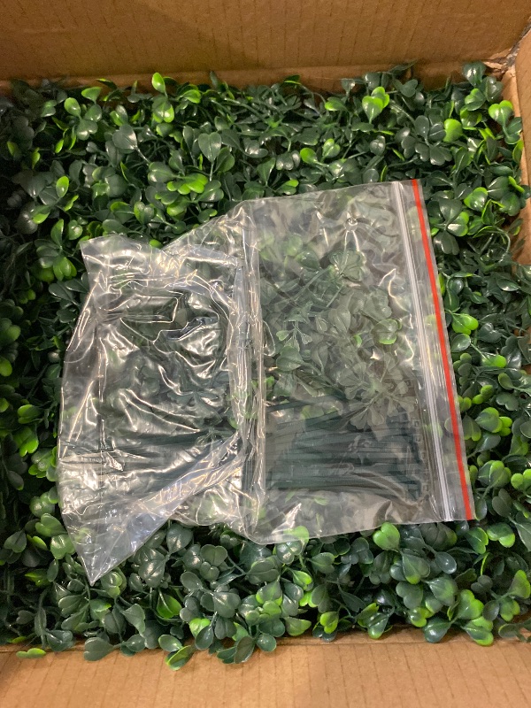Photo 1 of Ouyuanwall Grass Wall Panels 12 Pcs 10"x 10" Grass Wall Backdrop Panels Artificial Boxwood Greenery Wall Backdrop Grass Wall Panels UV Protected for Indoor Outdoor Garden Backyard Party