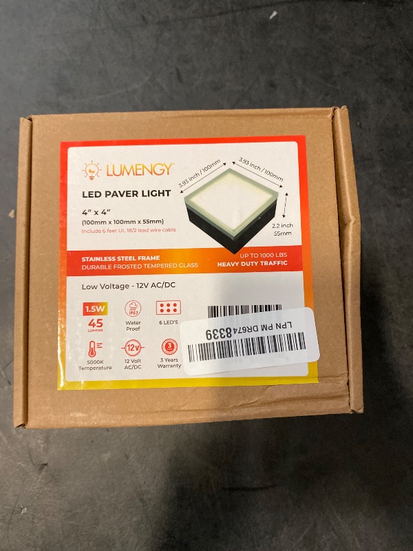Photo 1 of LUMENGY Paver Light 4×4 Inch, Glare-Free 5000K Brick Lighting for Paver Driveways, Pathways, Patios & Garden, 12V Waterproof & Drive-Over Rated