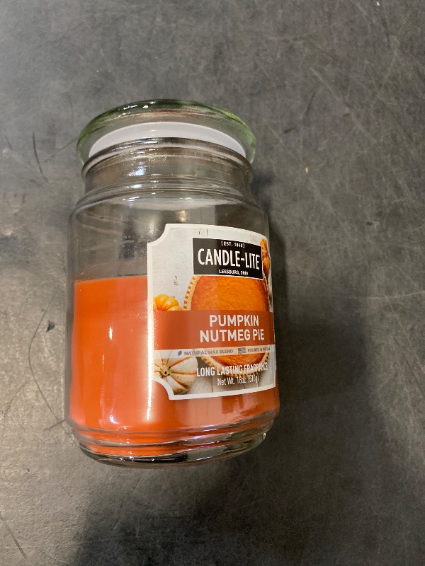 Photo 1 of Candle-lite Scented Candles, Pumpkin Nutmeg Pie, 18 oz Jar, Proudly Poured in The USA, Aromatherapy Candle, Single-Wick with 110 Hours of Burn Time, Perfect for Creating an Inviting Ambiance