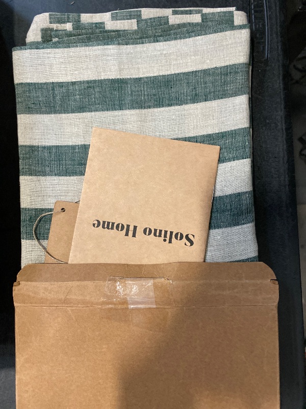Photo 1 of Solino Home Cloth Napkins Set of 4-100% Pure Linen Hunter Green and Natural Striped Dinner Napkins 20 x 20 Inch - Sorrento Stripe, Handcrafted and Machine Washable