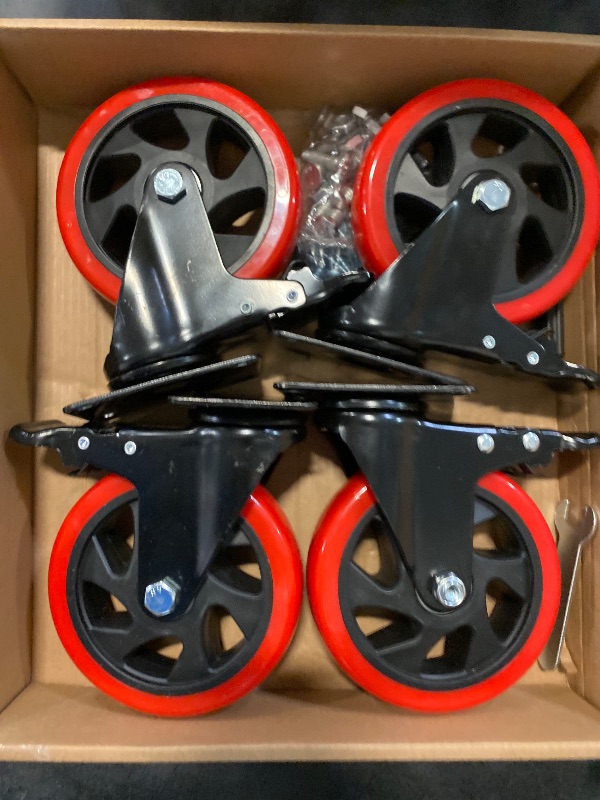 Photo 1 of Nefish Swivel Caster Wheel for Cart, 5 Inch Industrial Casters Set of 4 - Heavy Duty Top Plate Casters with Brake 2200 Lbs, 360 Degree Polyurethane Wheels for Cart, Trolleys, Furniture, Equipment
