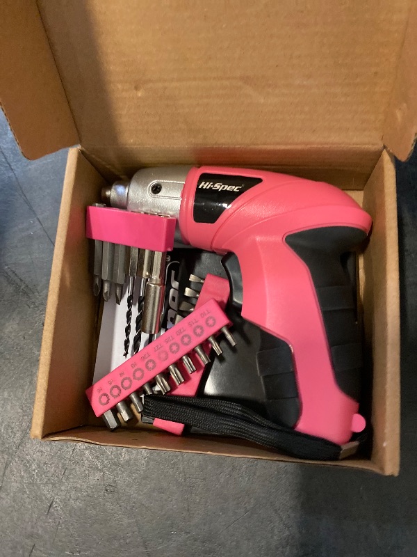 Photo 1 of Hi-Spec Electric Screwdriver 27pc 3.6V Pink USB Small Power Screwdriver Set. Cordless & Rechargeable with Driver Bit Set