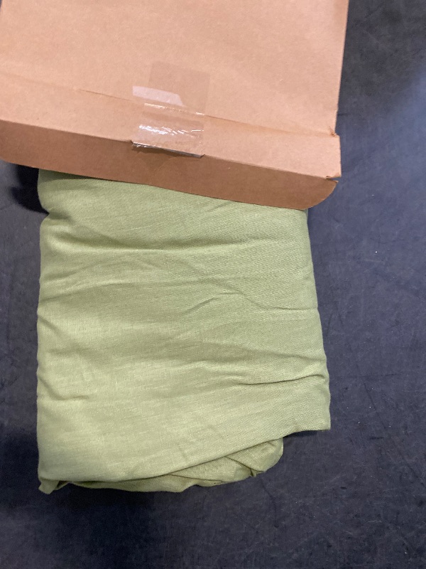 Photo 1 of Solino Home Moss Green Tablecloth 60 x 120 Inch - Classic Hemstitch, 100% Pure Linen Rectangular Tablecloth - Machine Washable Table Cloth for Spring, Mothers Day, Father's Day, Summer