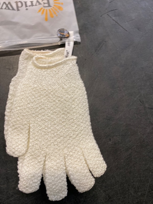 Photo 1 of Evridwear Exfoliating Dual Texture Bath Gloves for Shower, Spa, Massage and Body Scrubs, Dead Skin Cell Remover, Gloves with Hanging Loop (1 Pair Light Glove)