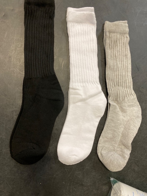 Photo 1 of Size 5-11 - BomKinta Crew Slouch Socks Women - Retro Scrunch Short Sock - Soft Solid Ankle Socks  3 Pair Black White Grey