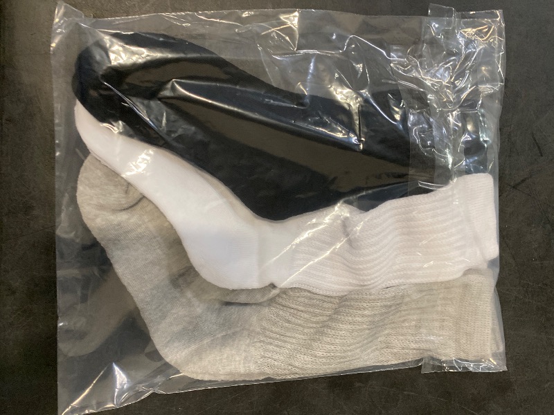 Photo 1 of Size 5-11 - BomKinta Crew Slouch Socks Women - Retro Scrunch Short Sock - Soft Solid Ankle Socks  3 Pair Black White Grey