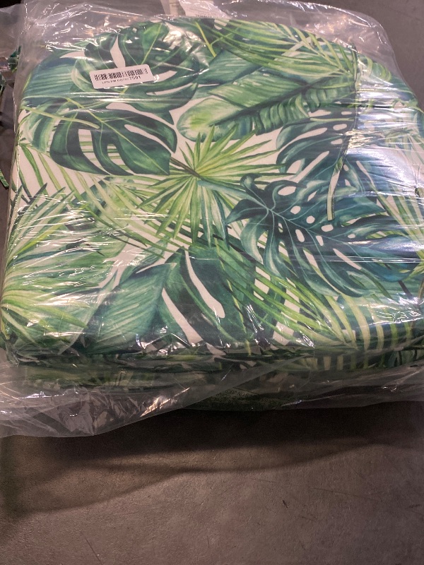 Photo 1 of downluxe Outdoor Chair Cushions Set of 4 for Patio Furniture, Water-Resistant Patio Chair Cushions with Ties, High Density Foam Outdoor Seat Cushion, 17" X 16" X 2", Palm Leaves