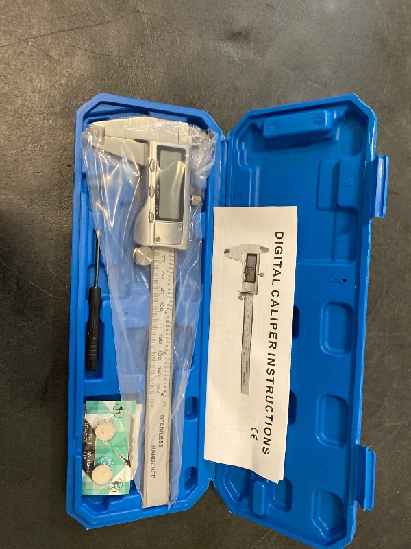 Photo 1 of Digital Caliper Measuring Tool, Stainless Steel Vernier Caliper Digital Micrometer with Large LCD Screen, Easy Switch from Inch Metric Fraction, 6 Inch Caliper Tool for DIY/Household