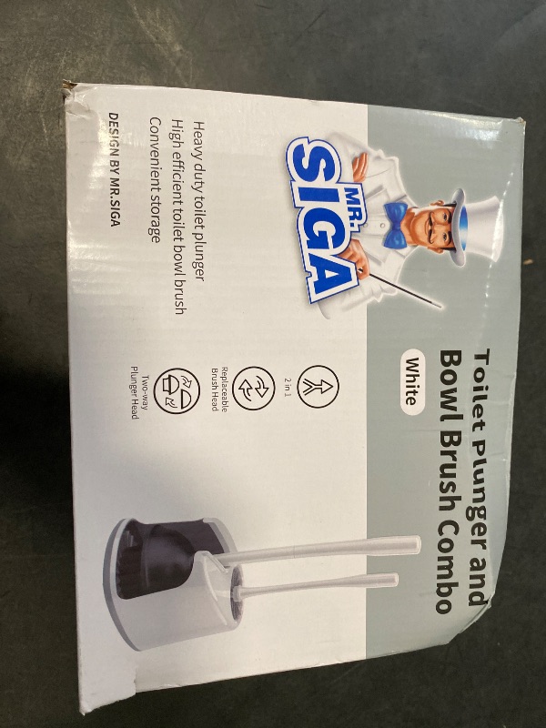 Photo 1 of MR.SIGA Toilet Plunger and Bowl Brush with Holder, Heavy Duty Toilet Brush and Plunger Set for Bathroom Cleaning, White, 1 Set