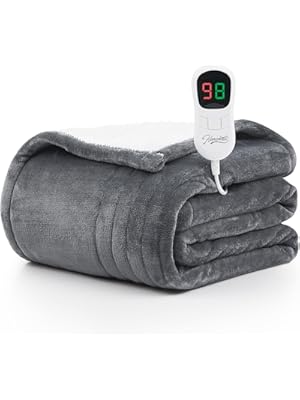 Photo 1 of Homemate Heated Blanket Electric Throw - 50"x60" Heating Blanket Throw 1/2/4/6/8 Hours Auto-off 10 Heat Level Over-heat Protection Flannel Sherpa Heater Blanket ETL Certification