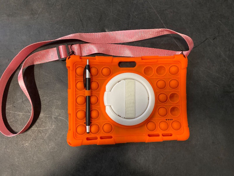 Photo 1 of Suitable for Teclast T50 11" Tablet Case Soft Silicon Shockproof Rotating Stand Pen Holder Push Bubble Kids Cover(Color:Orange)