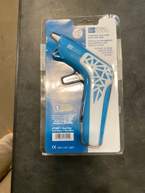 Photo 1 of Cordless Hot Glue Gun with Web Grip Precision Nozzle Anti-Drip, LED Guiding Light USB-C Rechargeable Blue/White