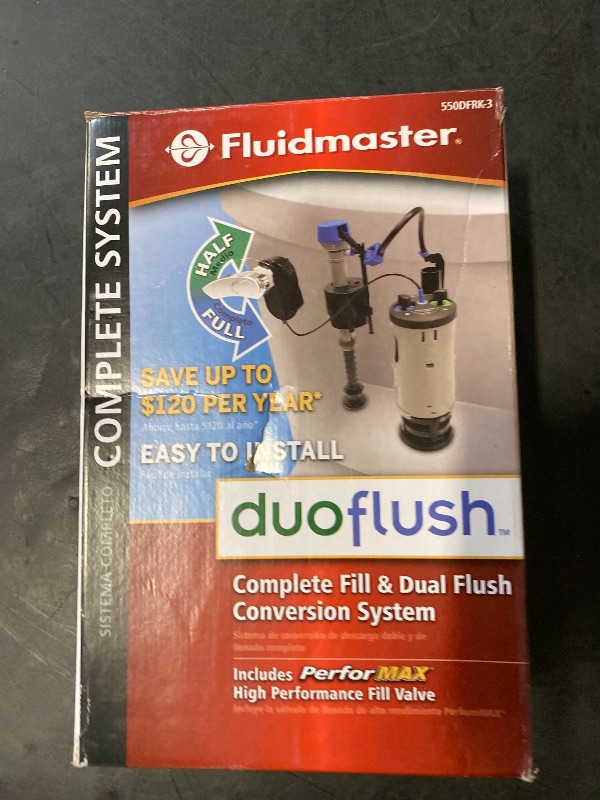 Photo 1 of Fluidmaster 550DFRK-3 DuoFlush Complete Fill and Dual Flush Conversion System, 2