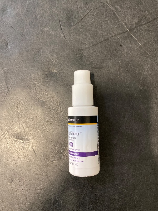 Photo 1 of Neutrogena Ultra Sheer Moisturizing Face Serum with Vitamin E & SPF 60, All Day Facial Sunscreen Serum with Broad Spectrum UVA/UVB Protection, Fragrance-Free, Oxybenzone-Free, 1.7 Fl Oz