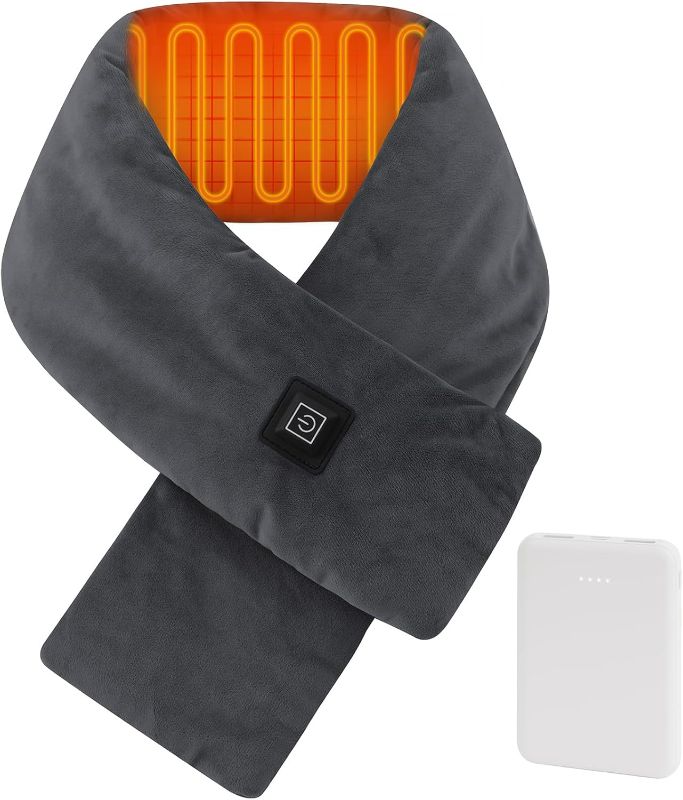 Photo 1 of Heated Neck Wrap with 5000 mAh Power Bank, Cordless Heating Pad with Adjustable 3 Heat Settings, Soft Neck Warmer for Pain Relief, Muscle Relaxation, Portable Heated Neck Scarf