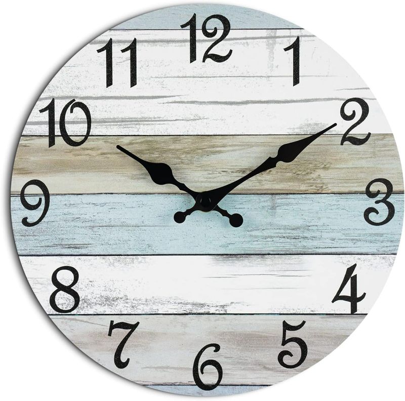 Photo 1 of CHYLIN Wall Clock Silent Non Ticking Wall Clocks Battery Operated, Rustic Coastal Country Clock Decorative for Bathroom Kitchen(10 Inch)