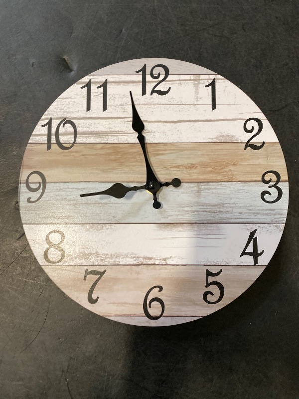 Photo 1 of CHYLIN Wall Clock Silent Non Ticking Wall Clocks Battery Operated, Rustic Coastal Country Clock Decorative for Bathroom Kitchen(10 Inch)