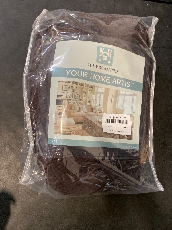 Photo 1 of H.VERSAILTEX Multi-Pieces Sofa Covers Stretch Couch Covers Form Fitted Seats and Back Cushions Covers (3 Seat Covers Plus 3 Back Cusion Covers, Bonus 2 Armrest Covers), Chocolate